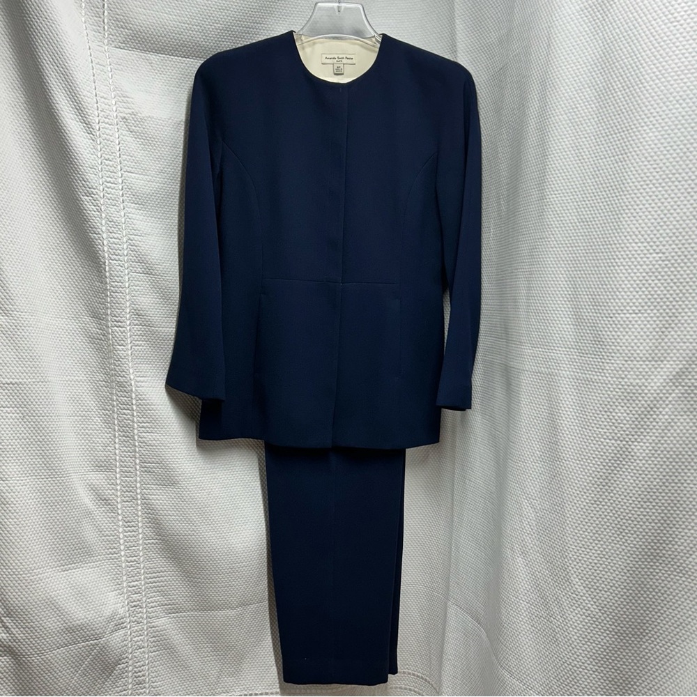 Amanda Smith Navy 2‎ pc Sophisticated Pant Suit